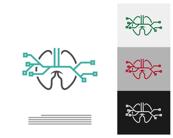 Tecnología Con Lungs Logo Template Design Vector Emblema Concepto Diseño — Vector de stock