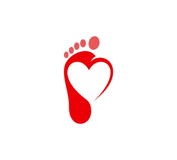 Love Foot Logo Vektorová Šablona Creative Foot Koncepce Designu Loga — Stockový vektor