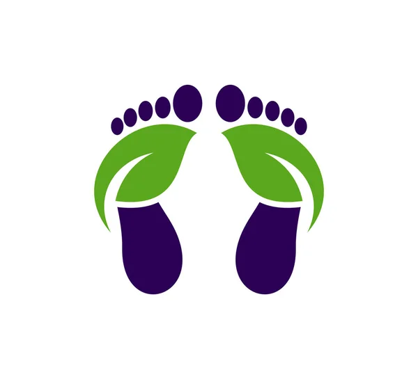 自然の足のロゴベクトルテンプレート 足のロゴデザインコンセプトの創造 — ストックベクタ