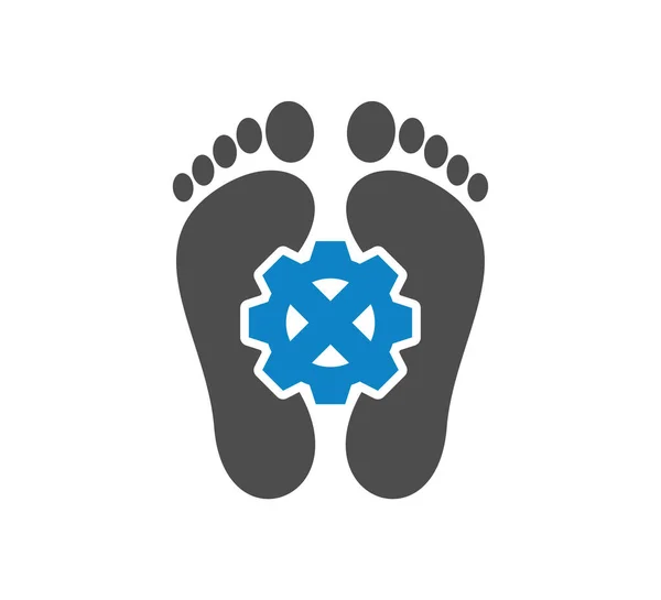 Gear Foot Modello Vettoriale Logo Creative Foot Concetti Design Del — Vettoriale Stock