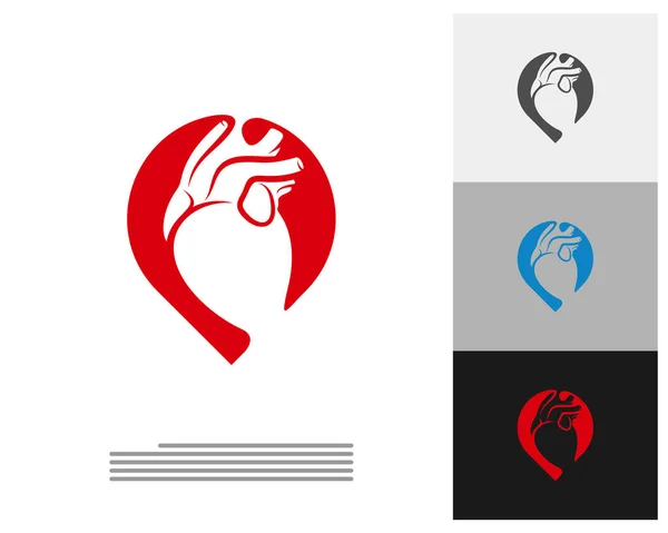 Heart Point Logo Vektorschablone Creative Human Heart Logo Designkonzepte — Stockvektor