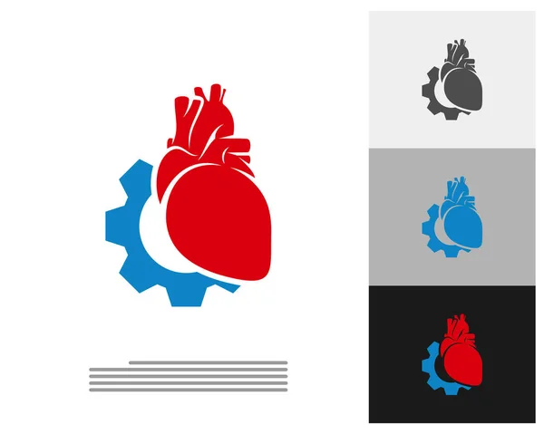 Szablon Wektora Logo Heart Gear Koncepcje Logo Creative Human Heart — Wektor stockowy