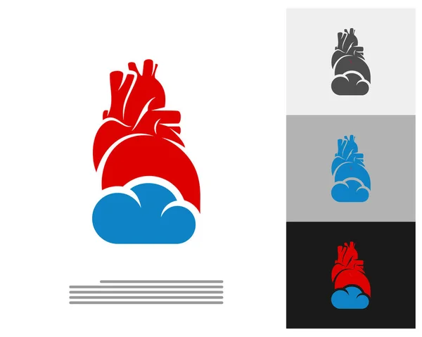 Szablon Wektora Logo Heart Cloud Koncepcje Logo Creative Human Heart — Wektor stockowy