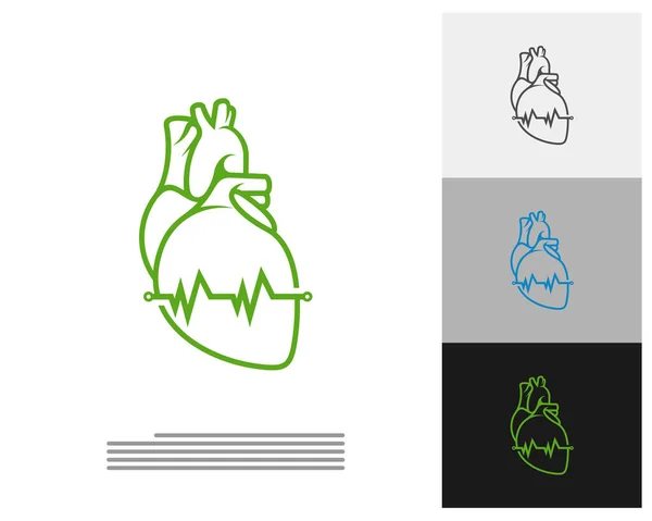 ハートパルスのロゴベクトルテンプレート 創造的な人間のハートのロゴデザインコンセプト — ストックベクタ