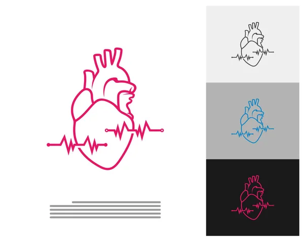 ハートパルスのロゴベクトルテンプレート 創造的な人間のハートのロゴデザインコンセプト — ストックベクタ