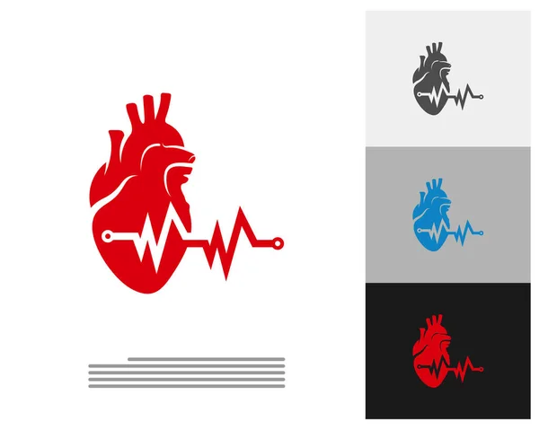 Heart Pulse Logo Vektorvorlage Kreative Human Heart Logo Design Konzepte — Stockvektor