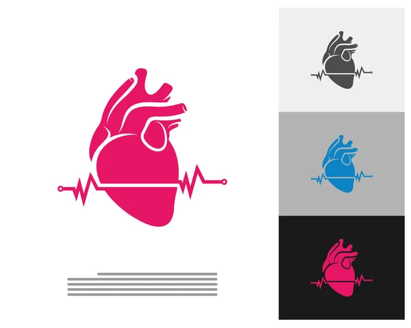 Heart Pulse Logó Vektor Sablon Creative Human Heart Logó Tervezési — Stock Vector
