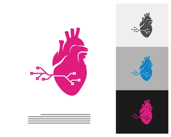 Herz Tech Logo Vektorvorlage Creative Human Heart Logo Designkonzepte — Stockvektor