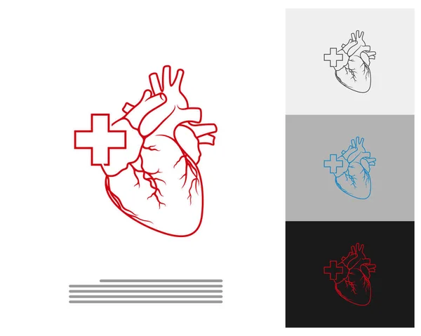 医療ハートロゴベクトルテンプレート クリエイティブヒューマンハートロゴデザインコンセプト — ストックベクタ