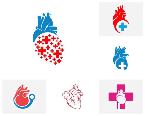 Набор Векторного Шаблона Логотипа Медицинского Сердца Концепция Логотипа Creative Human — стоковый вектор