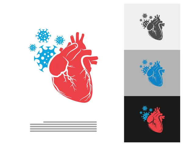 Virusherz Logo Vektorvorlage Kreative Design Konzepte Für Das Menschliche Herz — Stockvektor