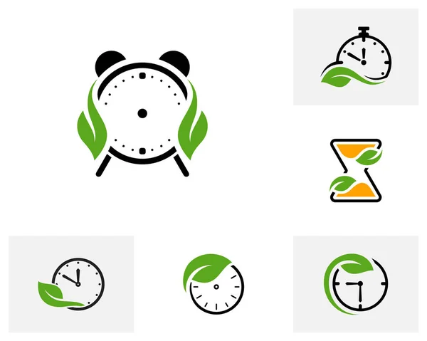 Σύνολο Της Φύσης Ρολόι Λογότυπο Σχεδιασμό Διάνυσμα Έννοια Πρότυπο Λογότυπου — Διανυσματικό Αρχείο