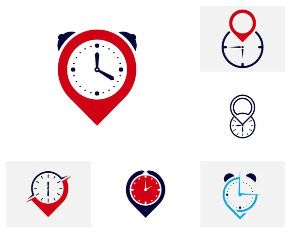 Σύνολο Λογότυπου Clock Point Έννοια Σχεδιασμού Διάνυσμα Πρότυπο Λογότυπου Χρονικού — Διανυσματικό Αρχείο