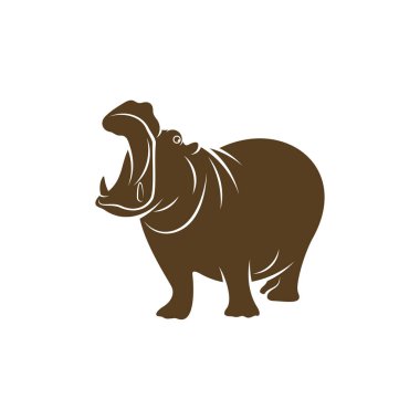 Hippopotamus logo tasarım vektörü. Simge Sembolü. Şablon İllüstrasyonu