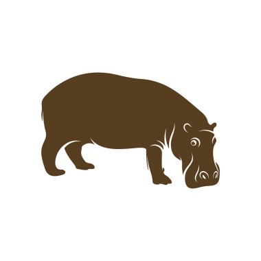 Hippopotamus logo tasarım vektörü. Simge Sembolü. Şablon İllüstrasyonu