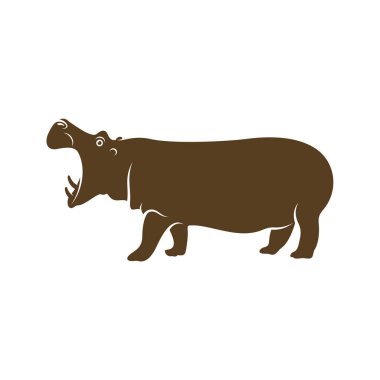 Hippopotamus logo tasarım vektörü. Simge Sembolü. Şablon İllüstrasyonu