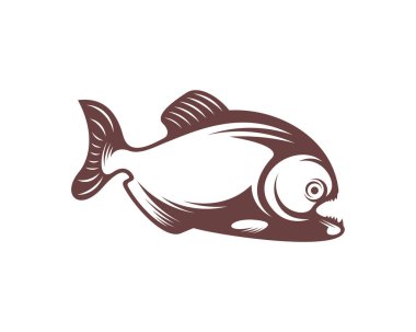 Piranha balığı logosu tasarım vektörü. Simge Sembolü. Şablon İllüstrasyonu