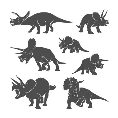 Triceratops dinozorlarının logo tasarım vektörü. Simge Sembolü. Şablon İllüstrasyonu