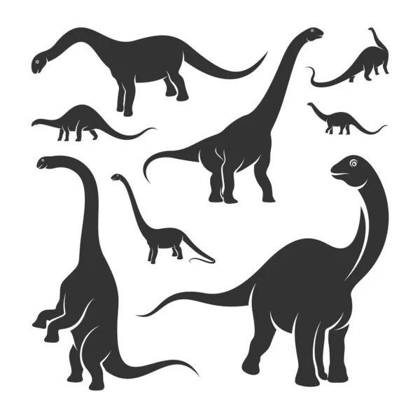 Набір Векторів Дизайну Логотипу Brontosaurus Символ Піктограми Шаблонна Ілюстрація — стоковий вектор