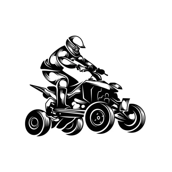 Atv Logo Vektor Quad Fahrrad Wettbewerb Logo Vektor Illustration Silhouette — Stockvektor