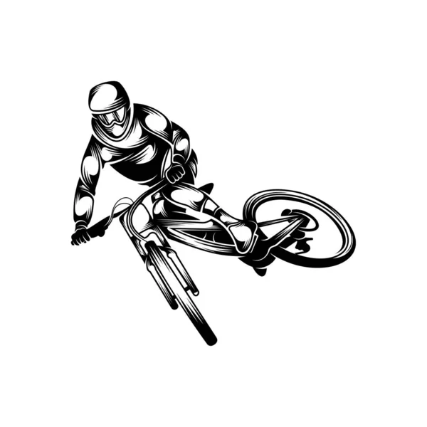 Montanha Bicicleta Downhill Logotipo Vetor Ilustração Jogadores Downhill Design Silhueta —  Vetores de Stock