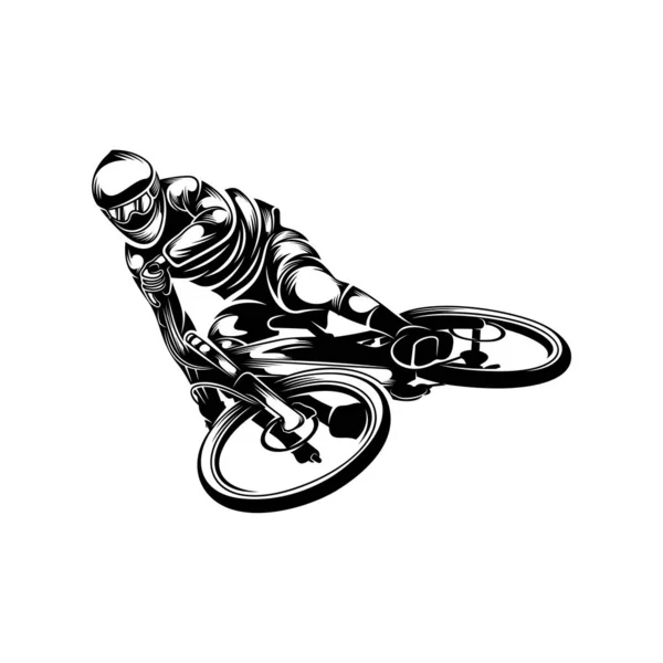 Illustration Vectorielle Logo Descente Vélo Montagne Design Silhouette Des Joueurs — Image vectorielle