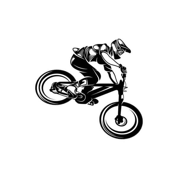 Mountain Bike Downhill Logó Vektor Illusztráció Downhill Játékosok Silhouette Design — Stock Vector