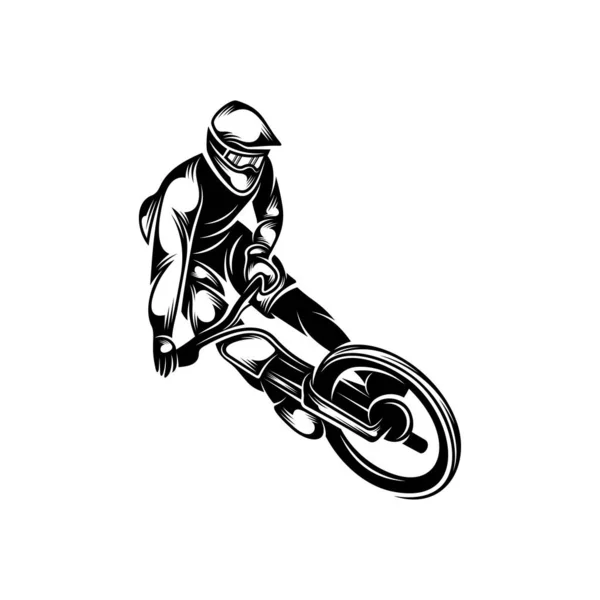 Mountainbike Downhill Logo Vektor Illustration Downhill Spelare Silhuett Design — Stock vektor