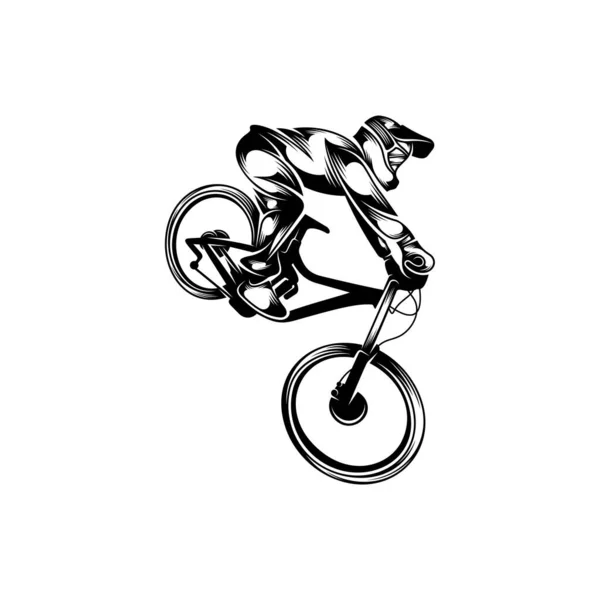 Montanha Bicicleta Downhill Logotipo Vetor Ilustração Jogadores Downhill Design Silhueta — Vetor de Stock