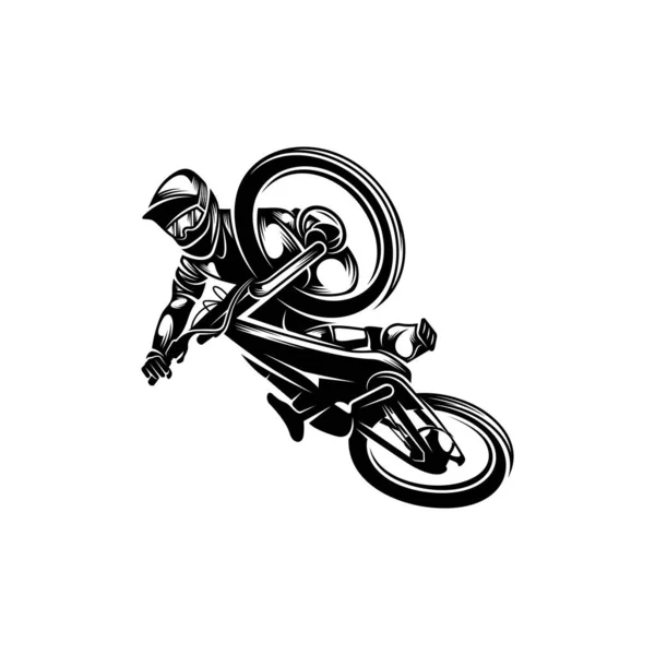 Mountain Bike Downhill Logo Vector Illustration Downhill Players Silhouette Design — Stock Vector