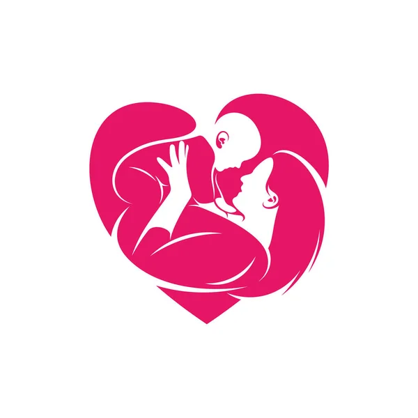 Mamma Bambino Amore Cuore Logo Modello Vettoriale Illustrazione Simbolo Design — Vettoriale Stock