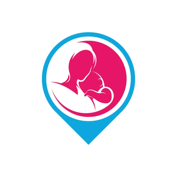 ママと赤ちゃんのロゴベクトルテンプレート イラストのシンボル クリエイティブデザインとポイント — ストックベクタ