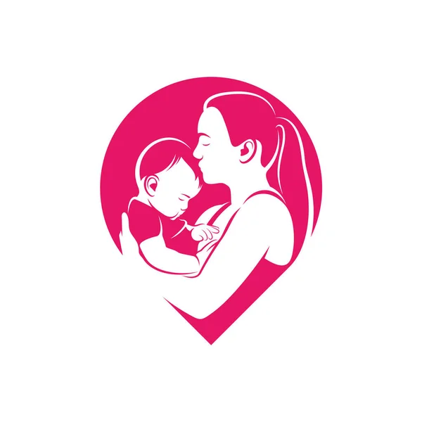 ママと赤ちゃんのロゴベクトルテンプレート イラストのシンボル クリエイティブデザインとポイント — ストックベクタ