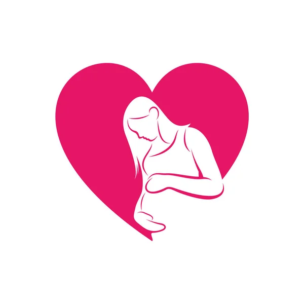 母と赤ん坊の心の愛のロゴベクトルテンプレート イラストのシンボル 創造的なデザイン — ストックベクタ