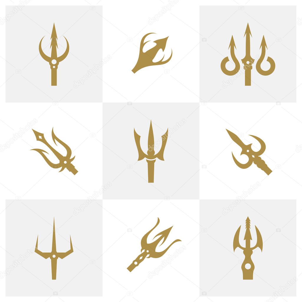 Set of Trident logo design vector. Icon Symbol. Template Illustration