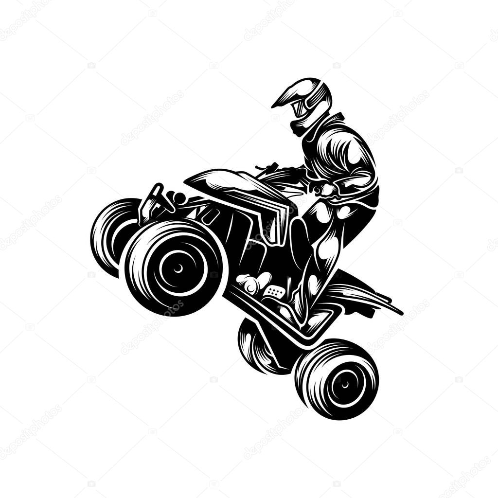 ATV logo vector, Quad bike competition logo vector illustration, Silhouette design
