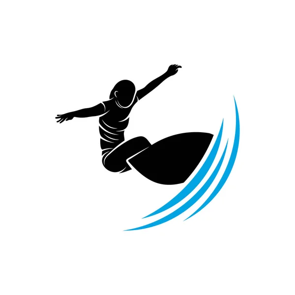 Surf Com Modelo Vetor Logotipo Onda Água Símbolo Ilustração Design —  Vetores de Stock