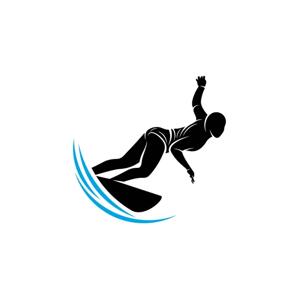 Surf Com Modelo Vetor Logotipo Onda Água Símbolo Ilustração Design — Vetor de Stock