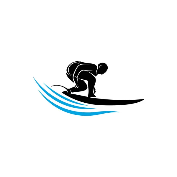 Surf Con Plantilla Vector Logotipo Onda Agua Símbolo Ilustración Diseño — Vector de stock