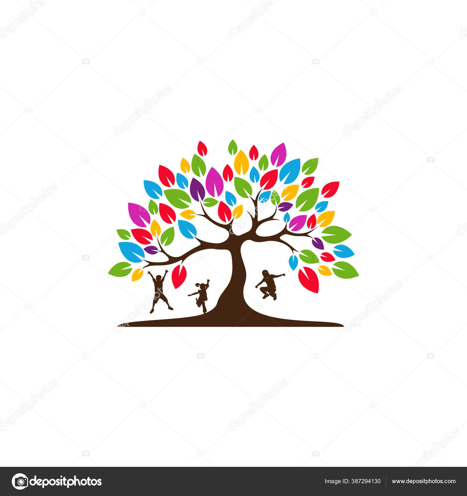 Colorful Tree Kids Playful Logo Vector Template Illustration Symbol  Creative Stock Vector by ©ssports 387294130, image size:1600x1700