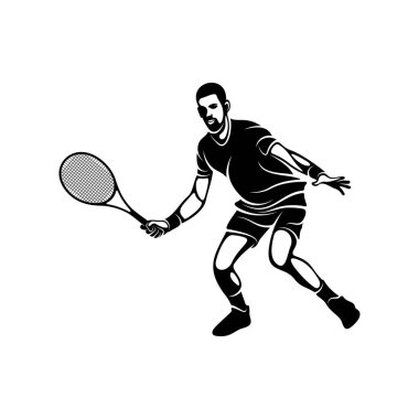 Tenisçi stilize logo vektör şablonu, illüstrasyon sembolü, siluet tasarımı