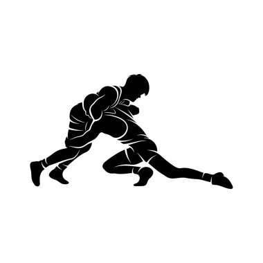 Wrestling logo vector template, Illustration symbol, Silhouette design clipart