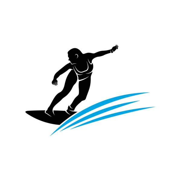 Surf Con Plantilla Vector Logotipo Onda Agua Símbolo Ilustración Diseño — Vector de stock