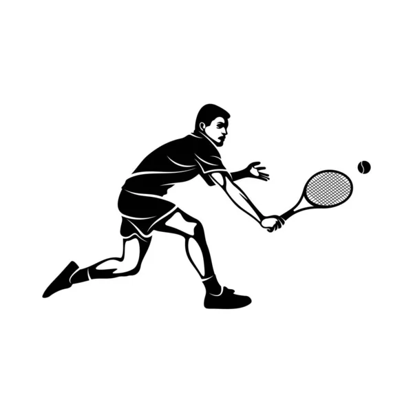 Теннисист Стилизовал Векторный Шаблон Логотипа Символ Иллюстрации Дизайн Силуэта — стоковый вектор