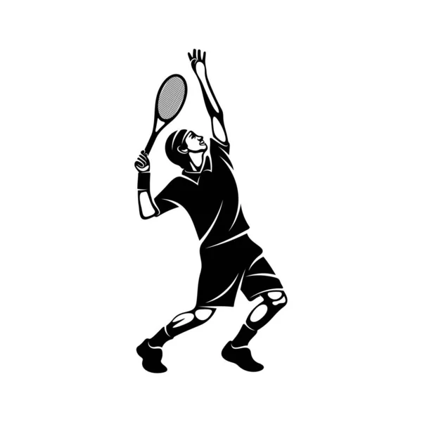 Tennis Spelare Stiliserad Logotyp Vektor Mall Illustration Symbol Silhuett Design — Stock vektor