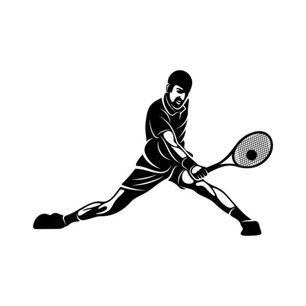 Tennis Player Stylized Logo Vector Template Illustration Symbol Silhouette Design — Stock Vector