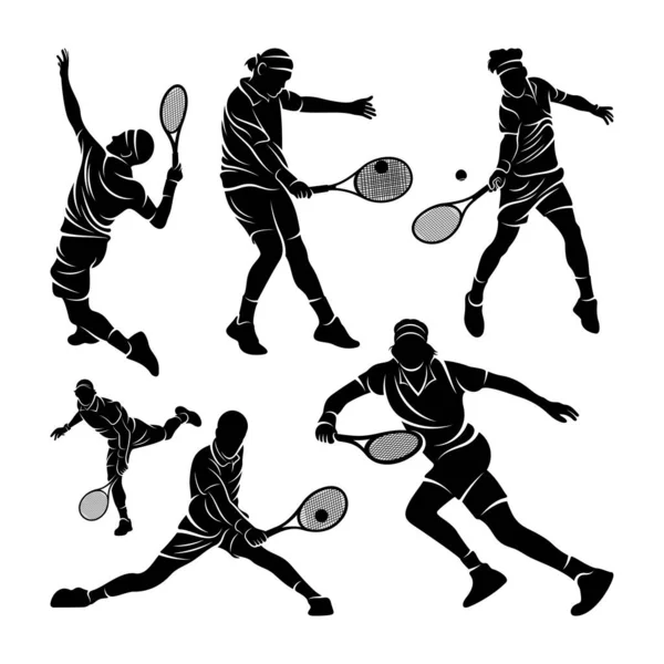 Tennis Player Stylized Logo Vector Template Illustration Symbol Silhouette Design — Stock Vector