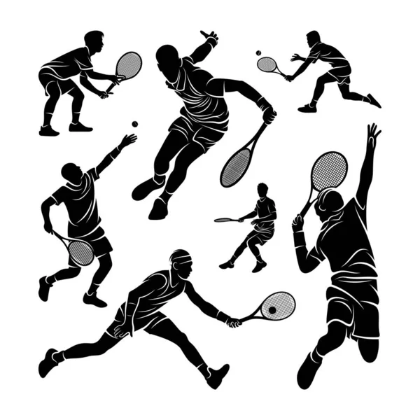 网球运动员风格的标志矢量模板 说明性符号 轮廓设计 — 图库矢量图片