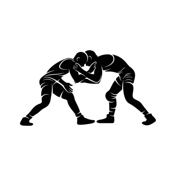 Wrestling Logo Vector Template Illustration Symbol Silhouette Design — Stock Vector