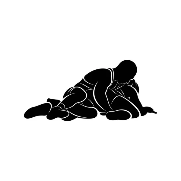 Wrestling Logo Vector Template Illustration Symbol Silhouette Design — Stock Vector